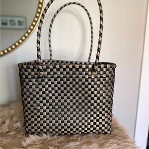 Elegant Black and Gold Woven Tote Bag